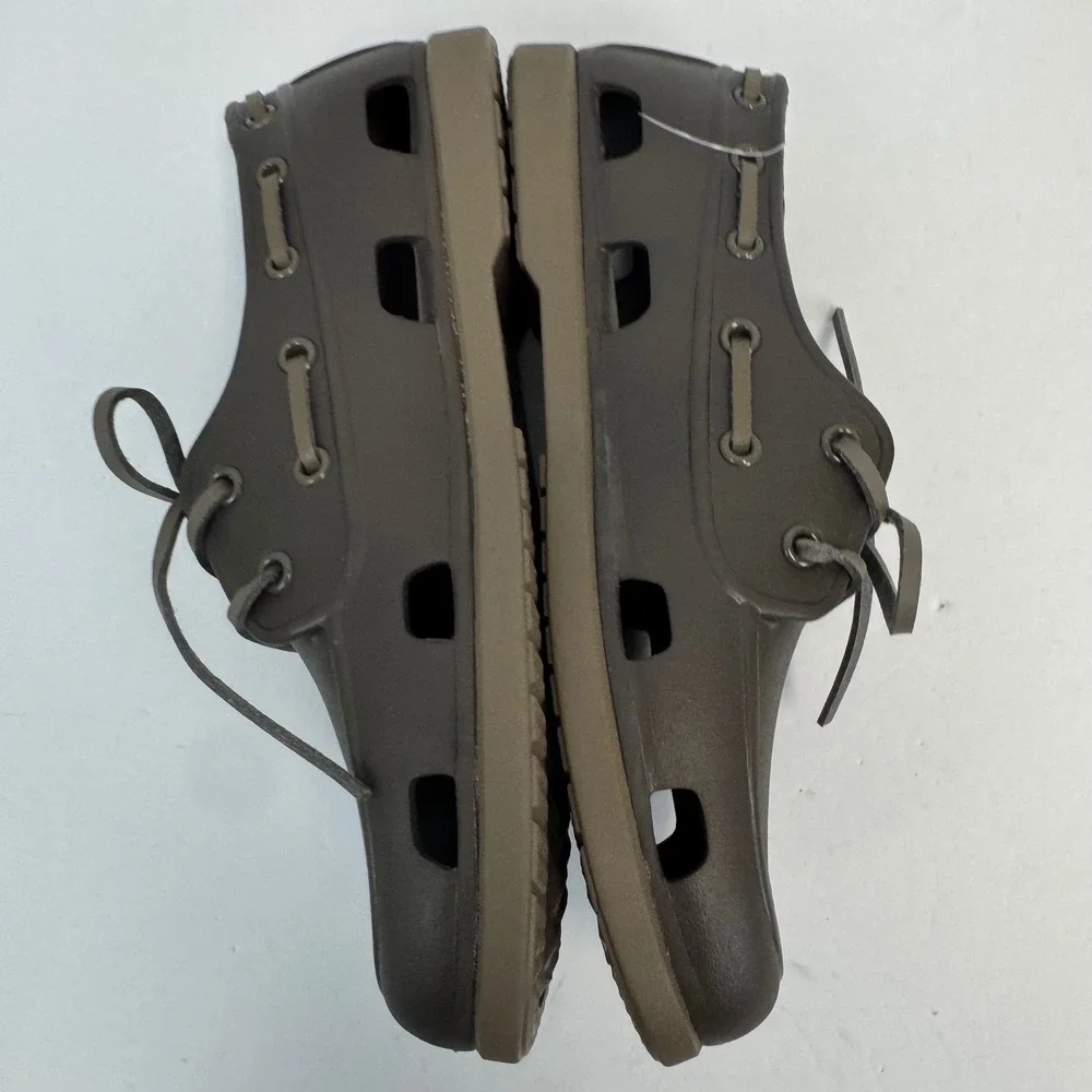 Crocs‎ Mens LiteRide Boat Shoes Espresso Brown Khaki Water Friendly Loafers Sz 7